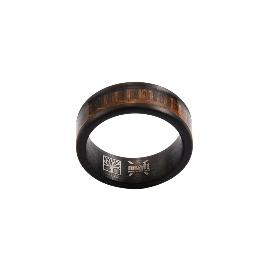 Tungsten and whiskey wood ring