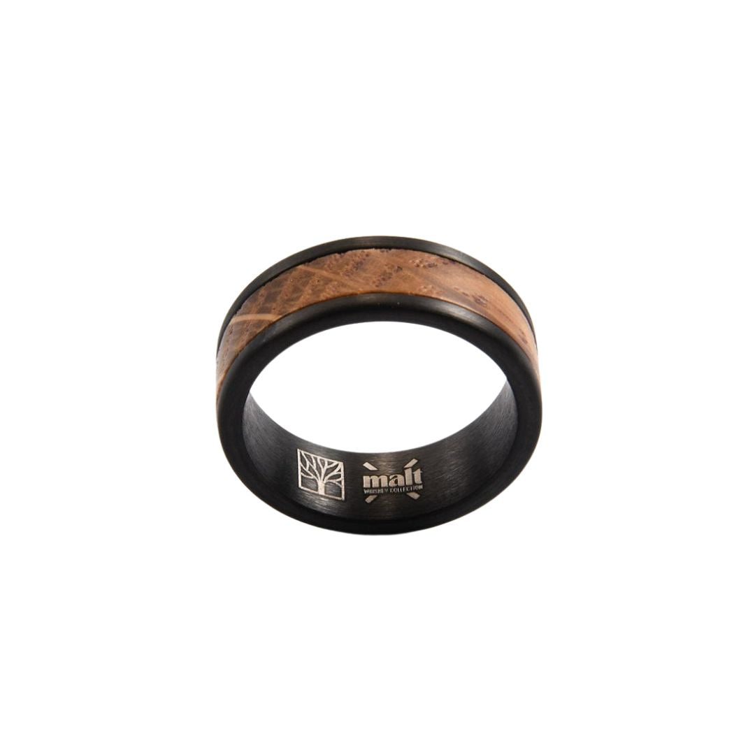 Tungsten and whiskey wood ring