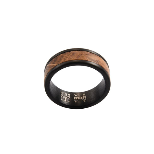 Tungsten and whiskey wood ring