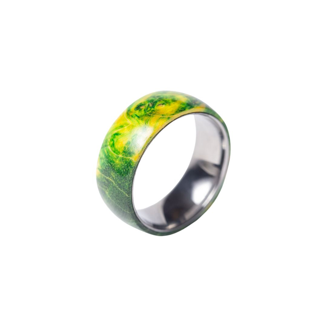 Tungsten Ring and Green Infused Maple Wood  Matthew Blanchard –  roadtripmadewoodcanada