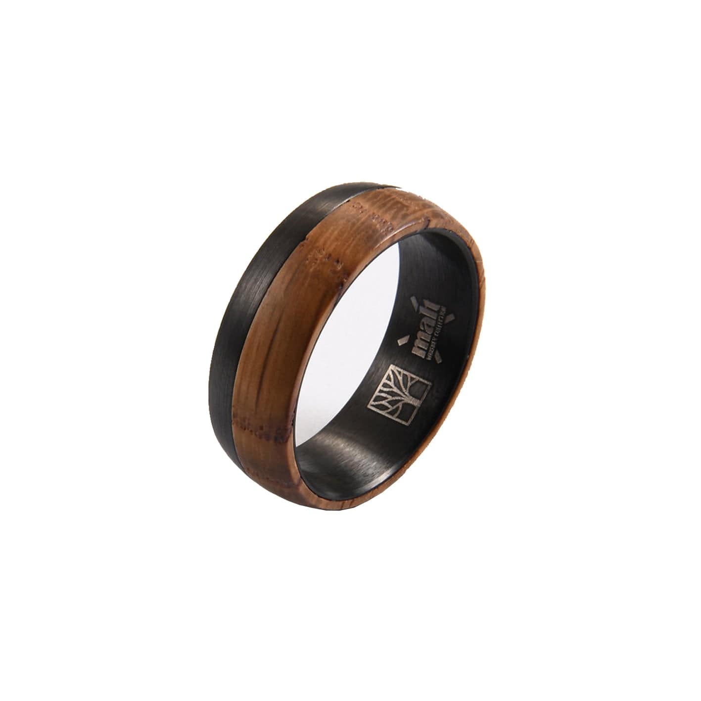 Roadtripmadewood Bagues Bague en tungstène et bois de whisky