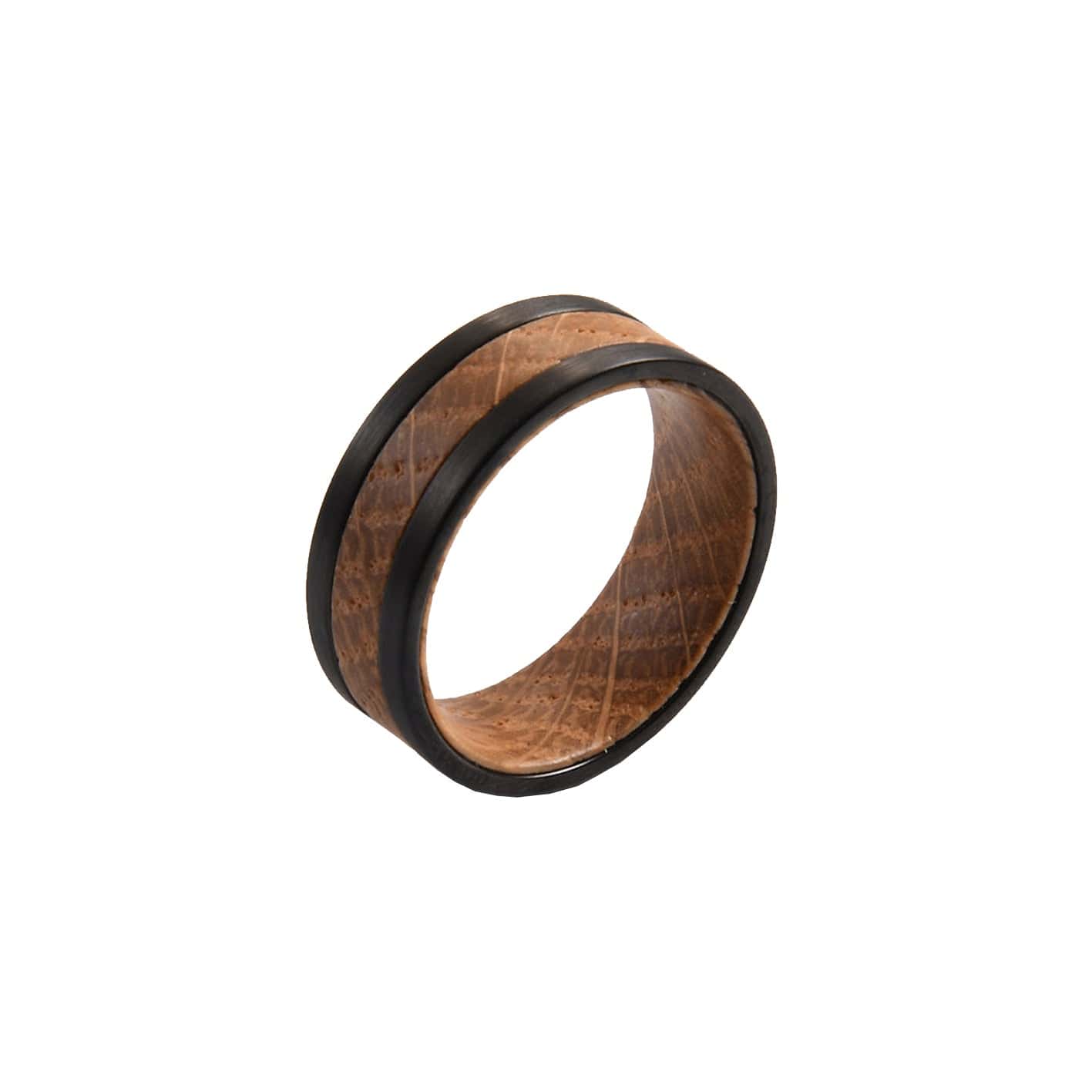 Roadtripmadewood Bagues Bague en tungstène et bois de whisky