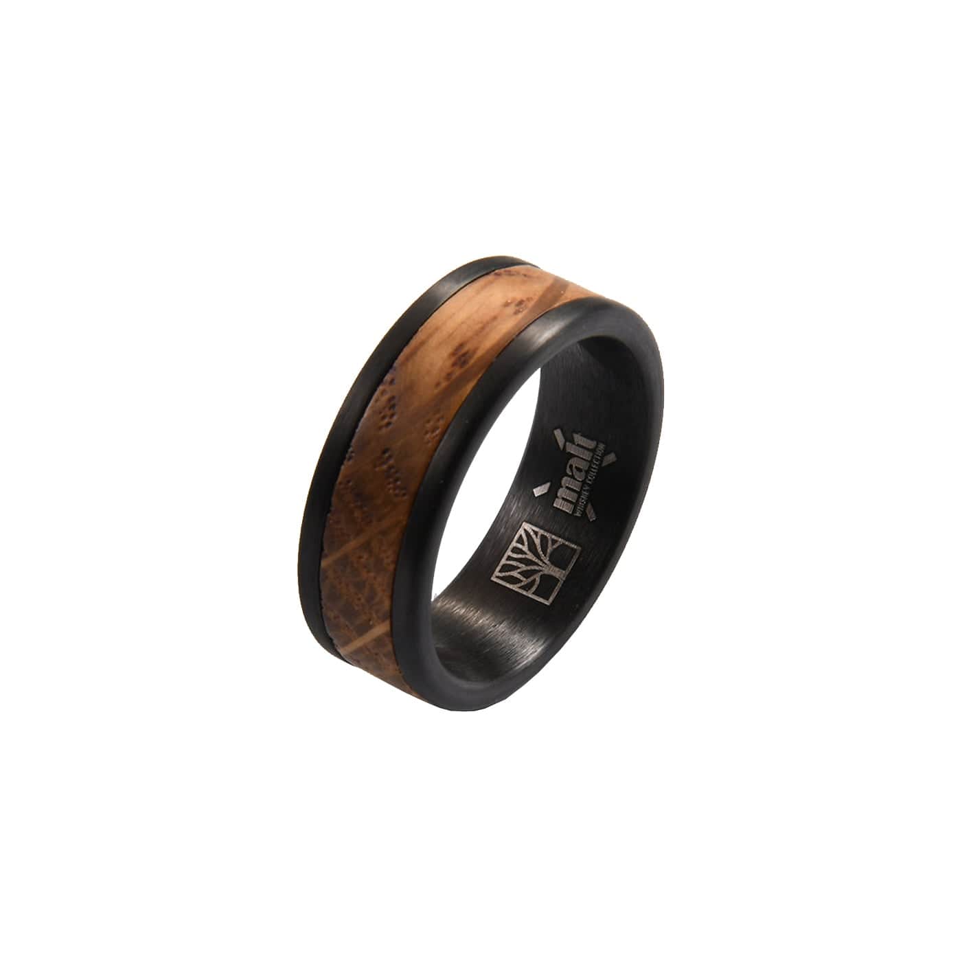 Roadtripmadewood Bagues Bague en tungstène et bois de whisky